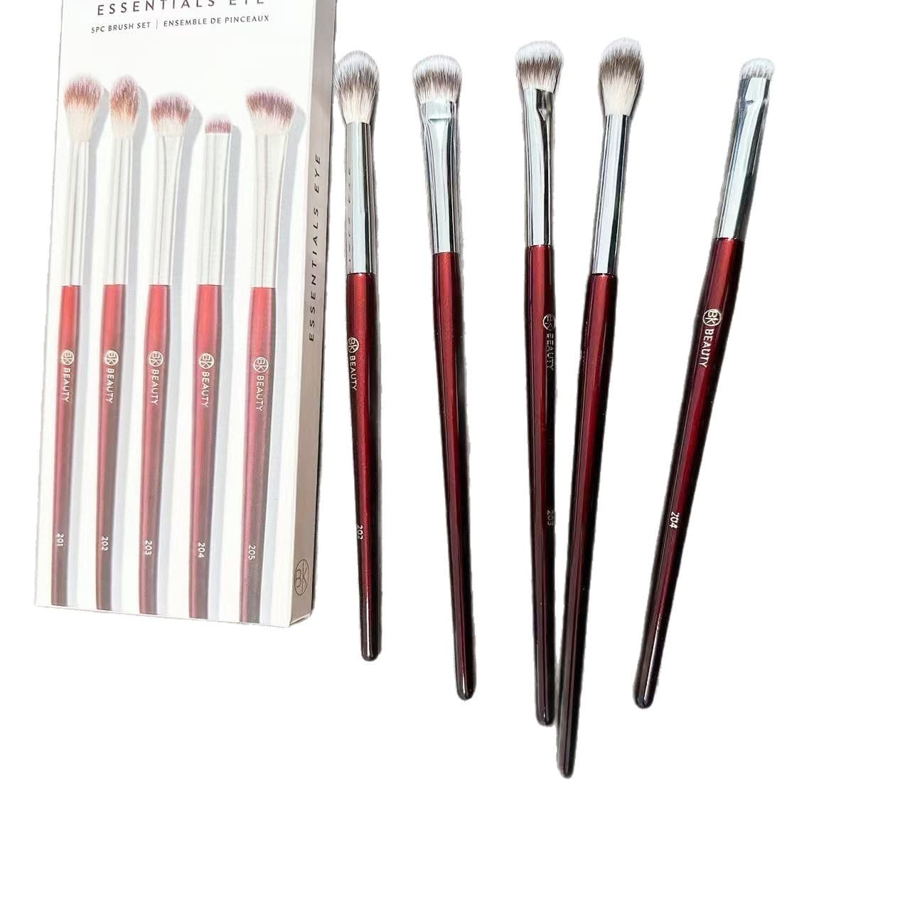 TEMU Bk Makeup Brush Collection Of 5 - Includes Oval Foundation And Eyeshadow Brushes, Made With Nylon Bristles Perfect For Blending, Shading, And Contouring - Great For Makeup