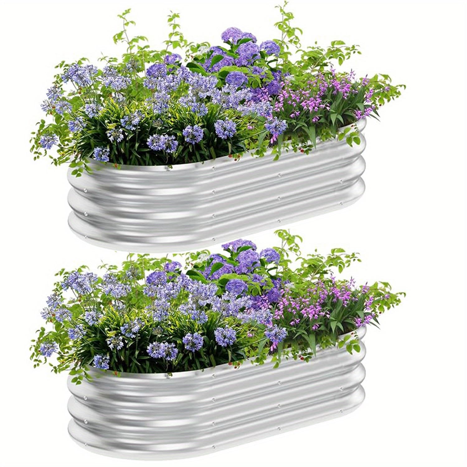 TEMU 8x3x1ft/6x3x1ft/2x2x1ft Heavy Duty Galvanized Metal Raised Garden Bed, Large Outdoor Planter Box For Vegetables & Flowers, Garden Bed Kit, Easy Assembly Gardening Container