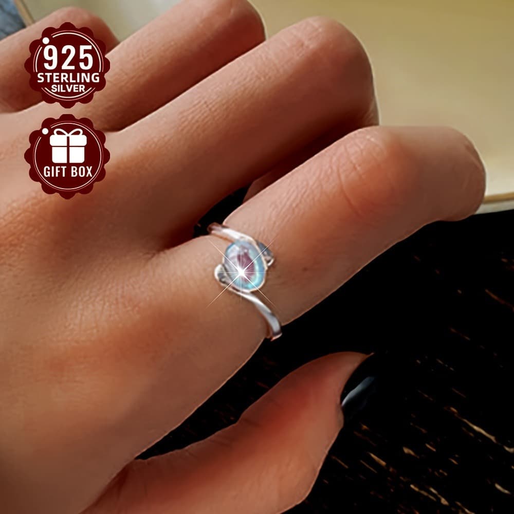 TEMU S925 Pure Silvery Light Luxury Ring Open Adjustable Low Allergy Index Finger Ring Suitable For Daily Wear And Parties Suitable For Gifts Small Surprises, Suitable