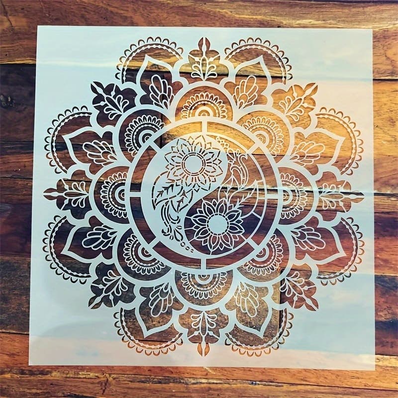 TEMU 1pc Tai Chi Template, Precise And Complex Design - Large Floor Template For Painting Floors | Wall Template | Terrace Concrete Template | Mandala Template | Wall And Floor Painting Template