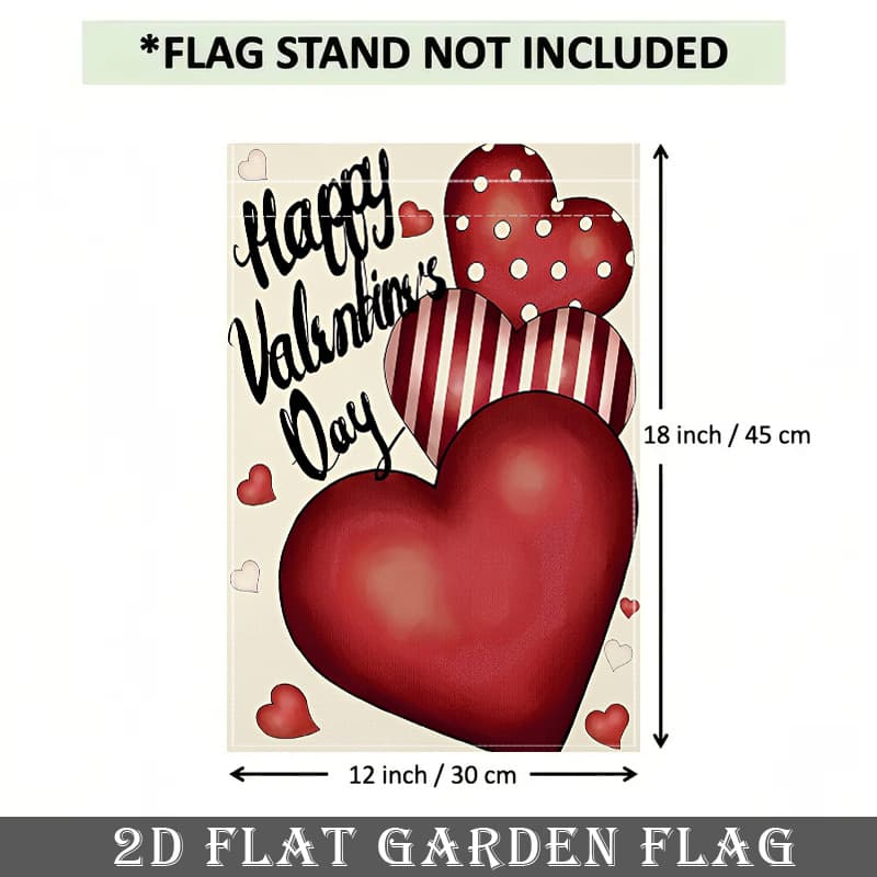 TEMU 2d Flat - 2d Flat - 1pc A 2d Flat Banner Featuring A Heart Pattern For Valentine's Day, Designed For Outdoor Use As A Garden Flag. Double-sided, Durable, And Measures 12x18 Inches