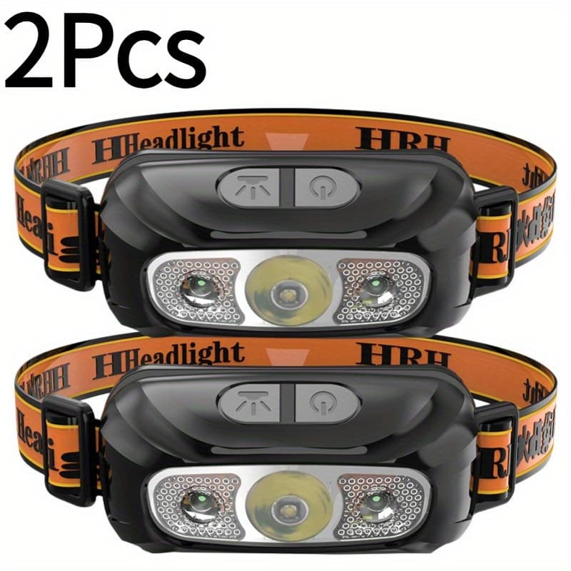TEMU 2pcs High Headlight Ootdoor Head Lamp Head Flashlight For Camping Hiking Cycling Hunting