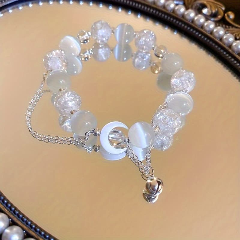 TEMU Moon Pendant Elegant And Fashionable New Luxury And Simple Bracelet Party Commemorative Jewelry Versatile And Exquisite Christmas And Birthday Gift, For Teenager