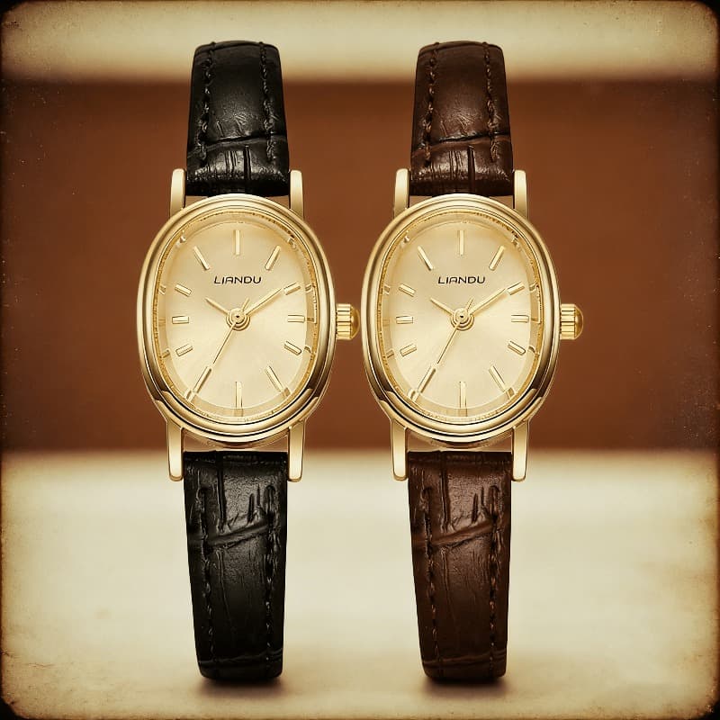 TEMU 2pcs Women's Vintage Quartz Watch With Pu Leather Strap - Compact Cute Small Face Watch Suitable For Daily Wear, Christmas, Graduation Gift - Ideal For,, Back-to, Parties