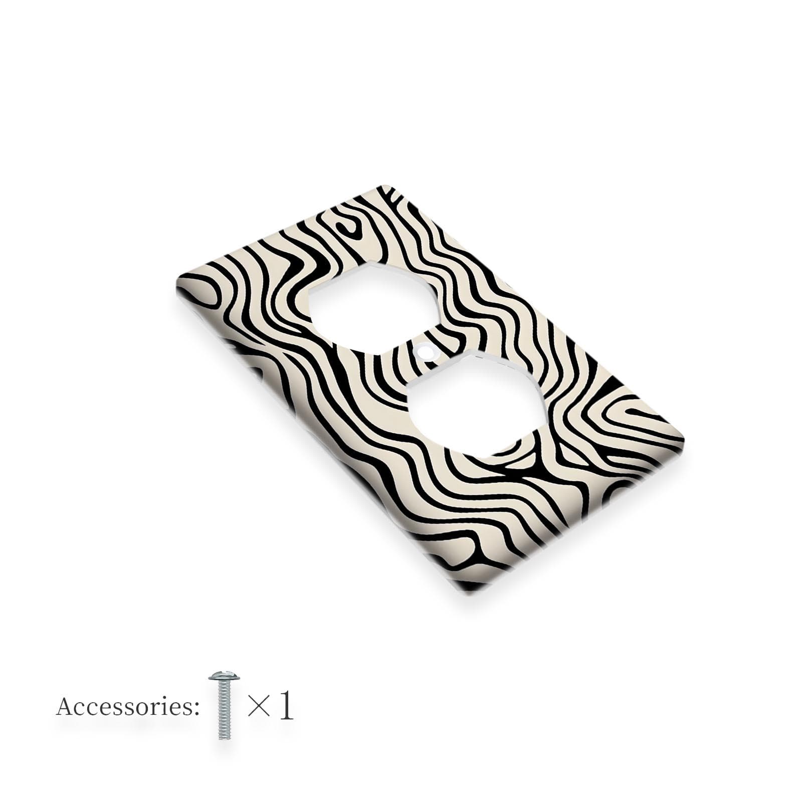 TEMU 1pc 1gang/2gang Abstract Black And Decorative Print Light Switch Plate Cover For Bedroom, Bathroom, Living Room Home Wall Decoration