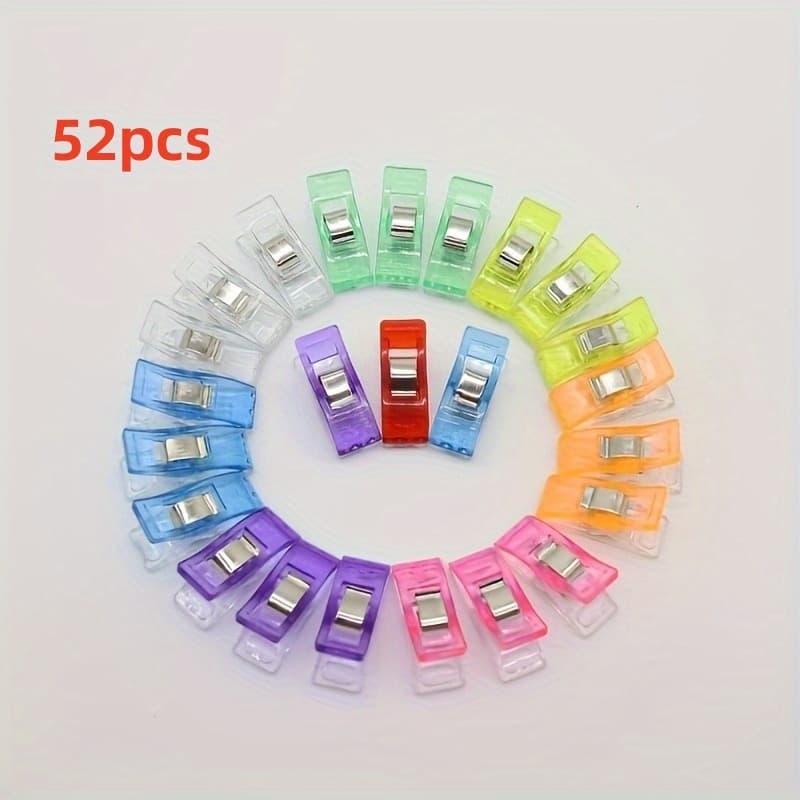 TEMU 52pcs Sewing Clip Set With Stainless Steel Springs- In Colors, Suitable For Quilting, Bookbinding, And Craft Projects