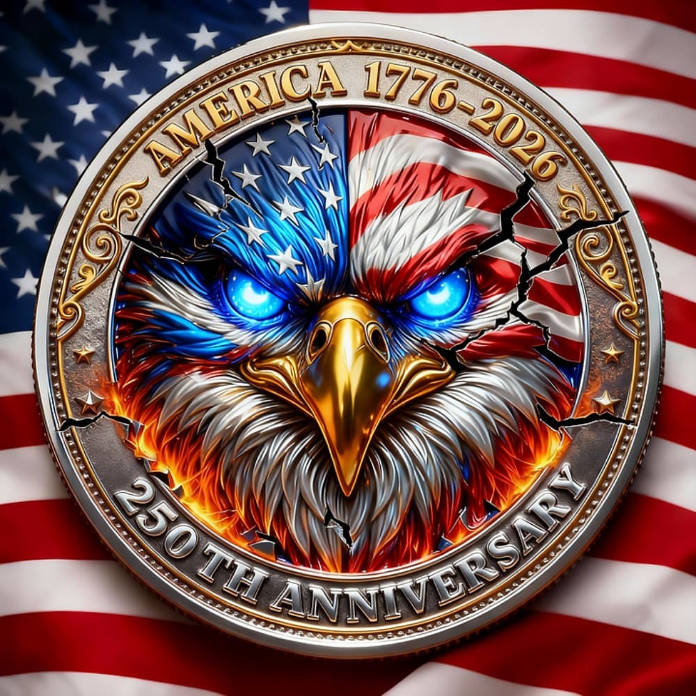 TEMU Commemorative Coin For The 250th Anniversary Of The Eagle | Multicolored | Perfect Gift For History And Holidays