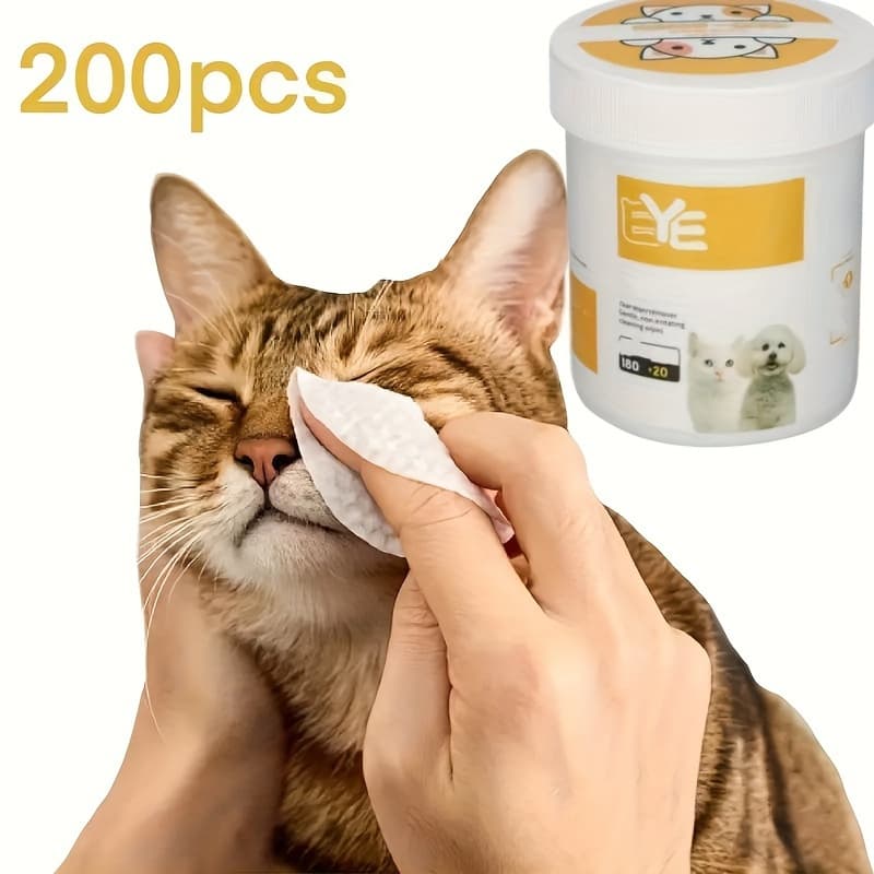 TEMU Pet Eye Wipes 200pcs Polyester Eyes, Tear Stain Remover Dogs& Cats Cleaning Wipes Care Products All Breeds Sizes