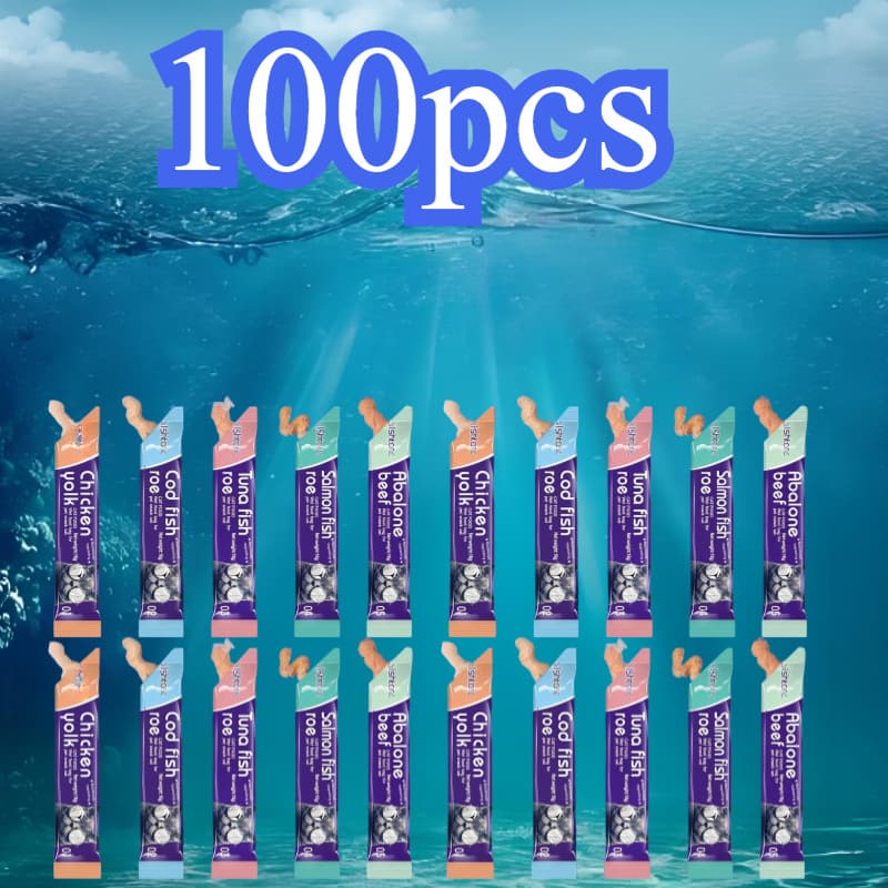 TEMU 100pcs/ 200pcs Cat Snacks, Each Weighing 0.56oz/ 16g, Cat Fattening Nutrition Strip, 20 Mixed Cat Strips In 5 Flavors, Chicken+egg Yolk, Salmon+fish Roe, Cod+fish Roe, Abalone+beef, Tuna+fish Roe