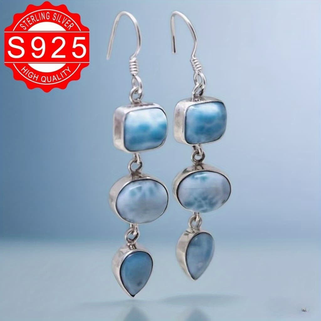 TEMU 1 Right! S925 Sterling Inlaid Boho Earrings, Light Luxury Design, Daily Party And Party Gifts, Fashionable Earrings, Hot Selling Styles