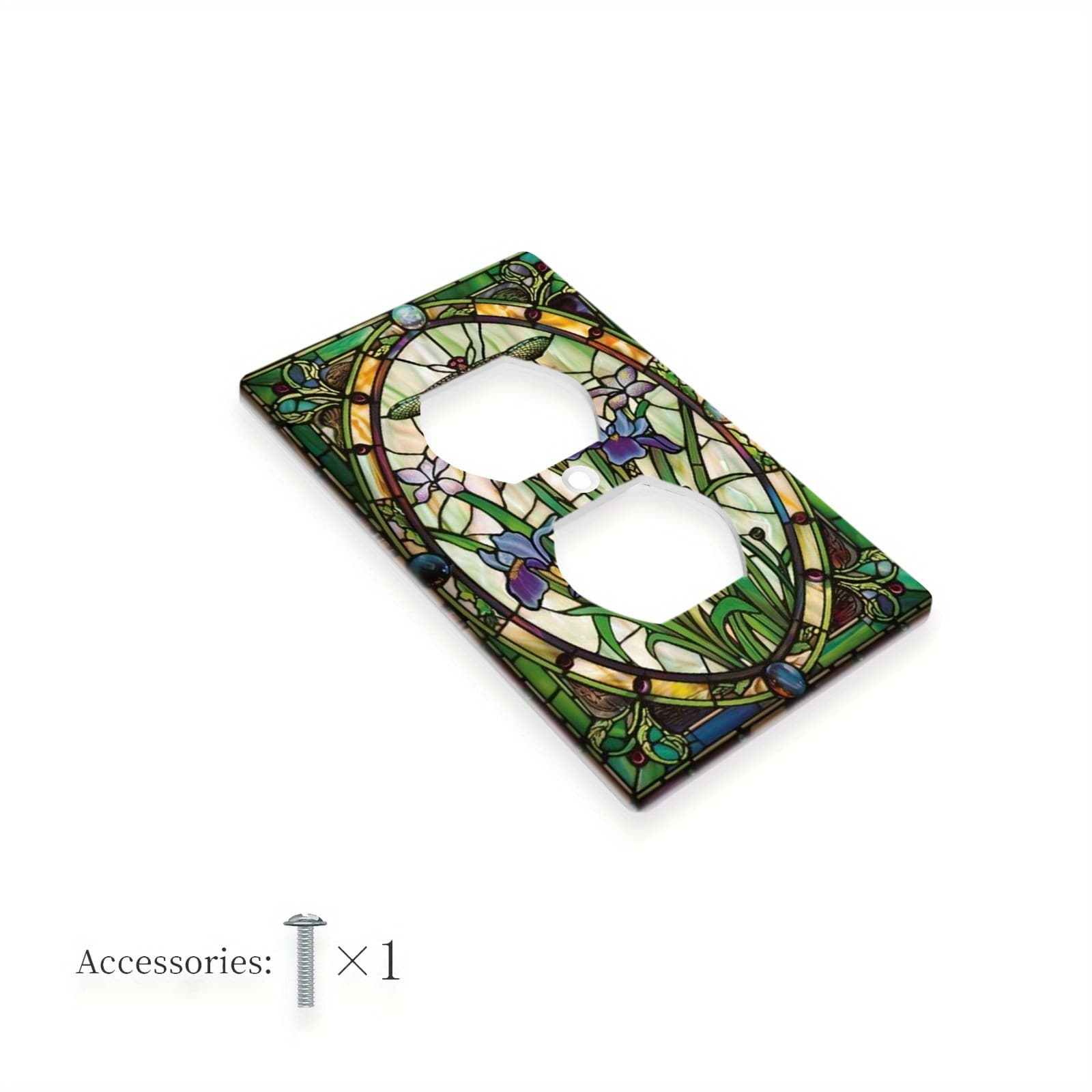 TEMU Dragonfly Stained Glass Art Wall Plate - Decorative Light For Switch Cover For Indoor/outdoor Use, Fits 1 Gang, Perfect For Bedroom & Kitchen