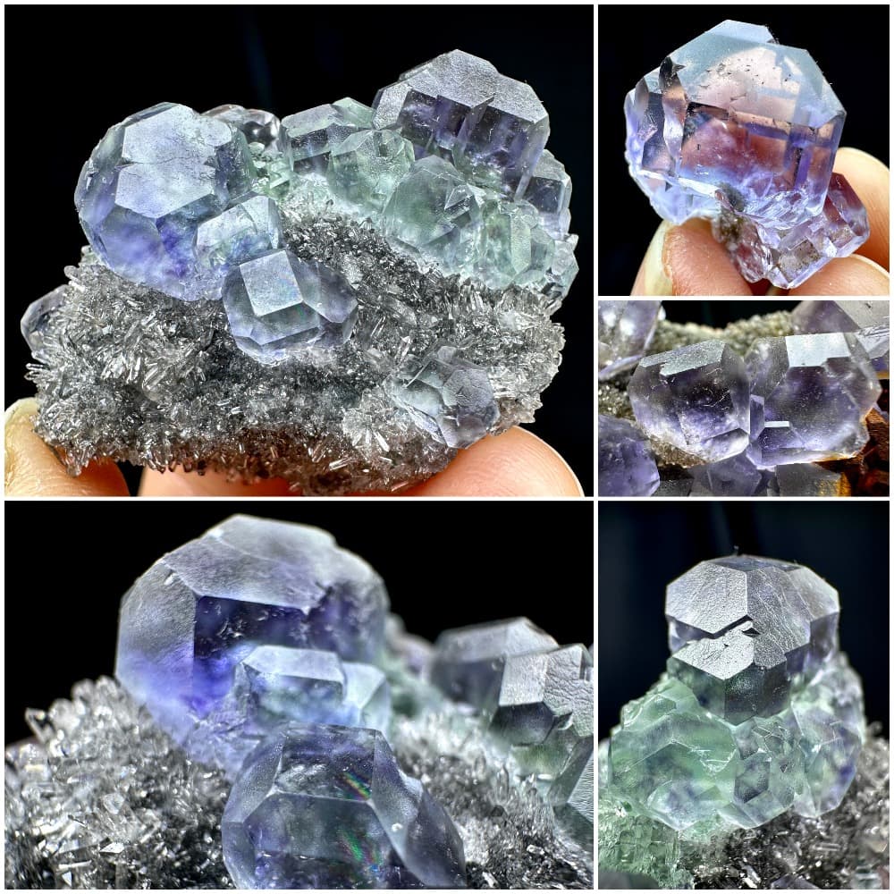 TEMU Glass Body Tanzanite Blue Green Fluorite Quartz Natural Specimen Display Piece Teaching