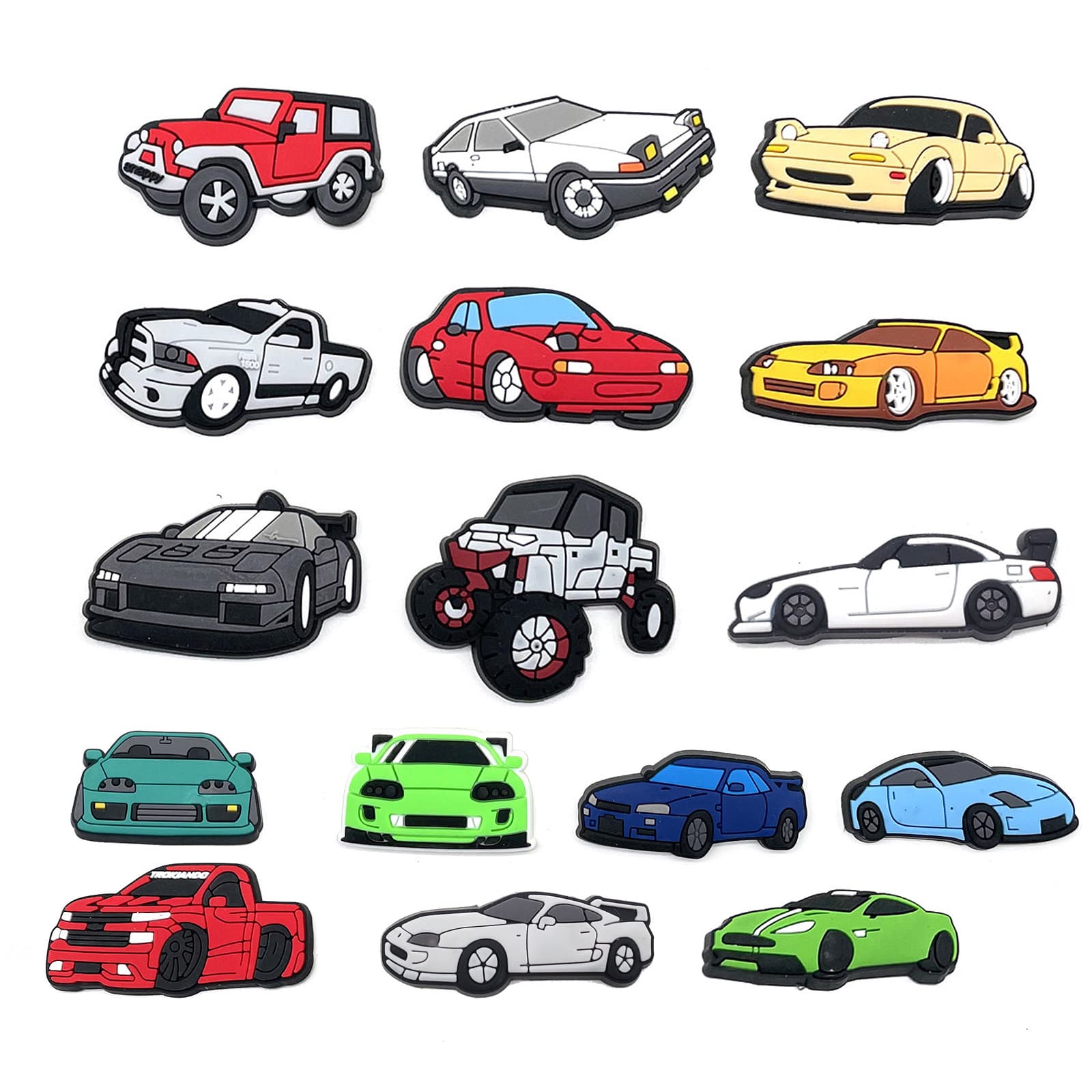 TEMU 16pcs Cartoon Car Themed Shoe Charms - Cute Shoe Accessories Diy Decorations - Perfect For Parties And Gifts, Party Favor Hanging Ornaments | Design Pvc Material