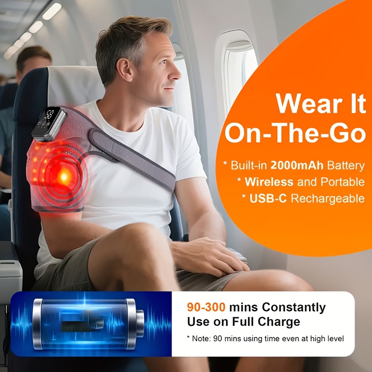 TEMU Wireless Heating Shoulder Massager - Shoulder Heating Pad With Massager - Provides Shoulder Support - Features 3 Adjustable Heating Settings - Your Legs And Warm