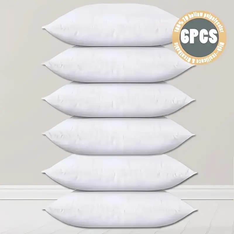 TEMU 6pcs White Pillow Covers, 4pcs Pillow Covers, Machine Washable, Zipper Design, Suitable For Living Room Sofa Bed Bedroom Car Office Decoration, Filling Not Included