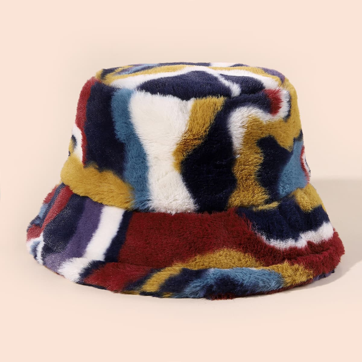 TEMU 1pc Winter Plush Color- Fisherman's Hat Imitation Rabbit European And Autumn And Winter Neutral Trade Fashion Basin Hat Outdoor Hat Warm Velvet Hat