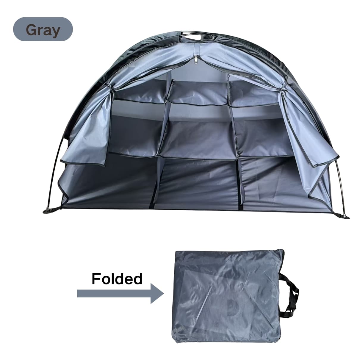 TEMU Tent Camping Organizer With Zippered Flap, 9-shelf Storage. Shoe Organizer, Organizer. Organize Any Other Camp Gear/additions, Outdoor/camping/picnic(brown/gray)