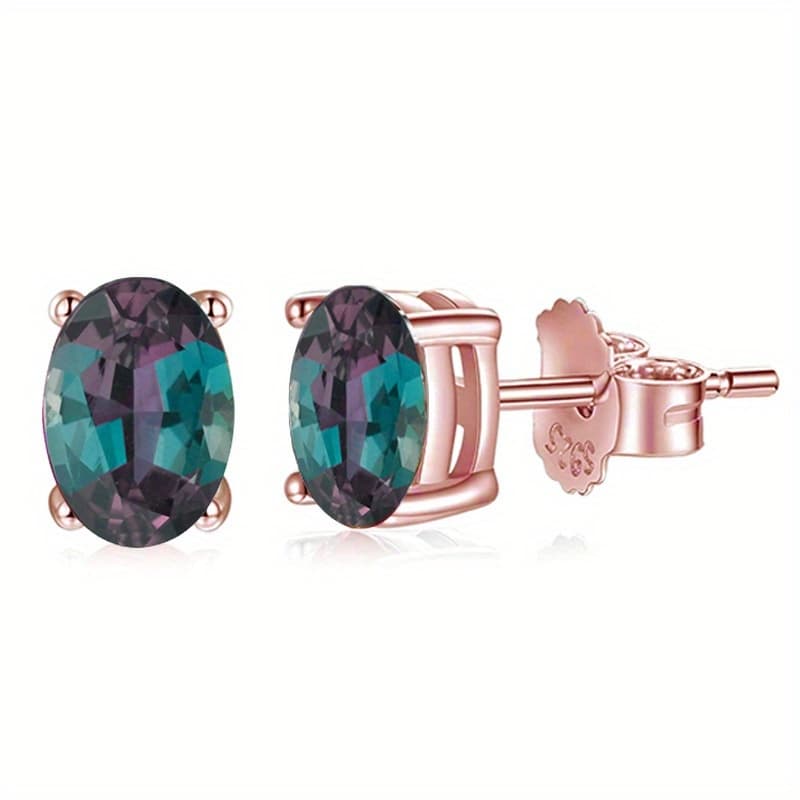 TEMU Women's -looking Alexandrite Gemstone Earrings - Birthstone Jewelry With Color-changing Synthetic Mineral, Bohemian Style For - Wear, Suitable For Birthdays & Christmas Gifts