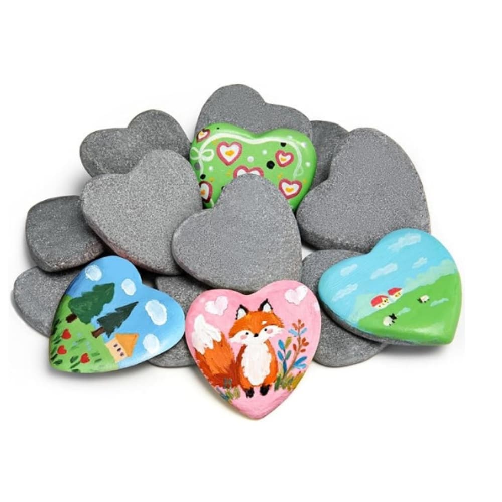 TEMU 8/16pcs Heart-shaped Painting Rocks | Hand Stones For Arts & Crafts, Ideal For Valentine's Day Gift Decor & Creative Painting Projects