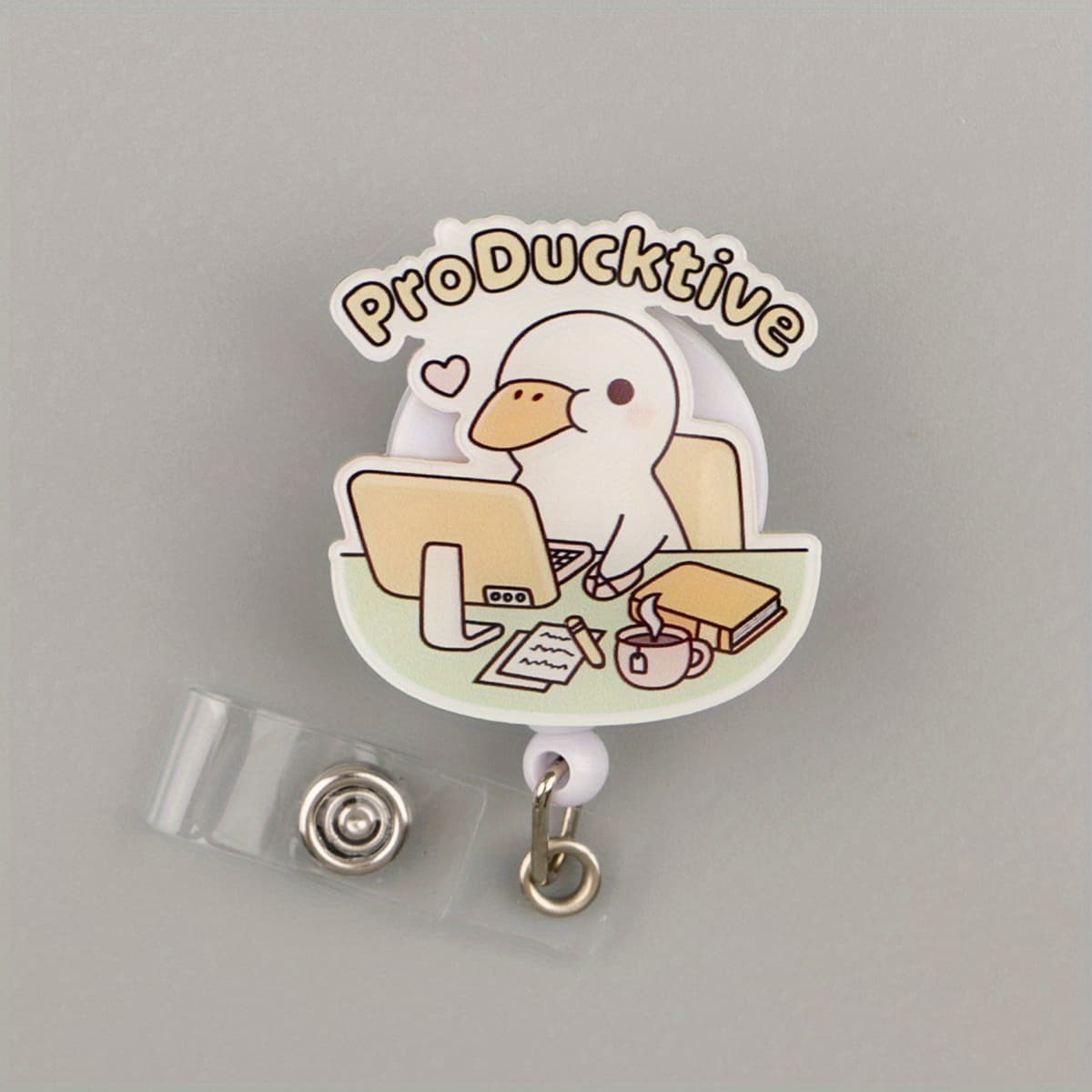 TEMU 2d Flat Retractable Holder Reel With Cute Design, Nurse Hospital Badge Holder Office Lanyard 1pc