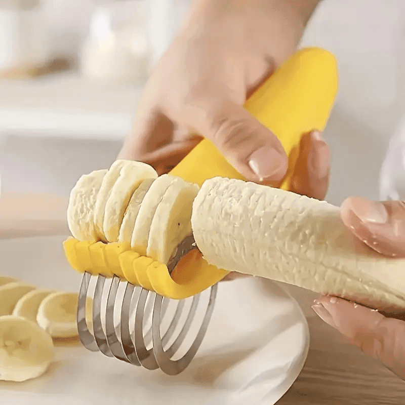 TEMU 1pc Stainless Steel Banana And Cucumber Slicer- , , Suitable For Bbq And Outdoor Cooking, Kitchen Gadget, Outdoor Kitchen Tool, Essential Tool For Camping And Dinner