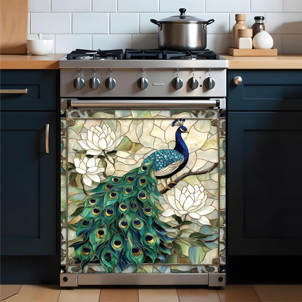 TEMU Large Colorful Peacock Fridge Magnet Suitable For Refrigerator/dishwasher - Vibrant Detachable Bird On Branch With Floral Decor, Pvc Wall Art, Decoration