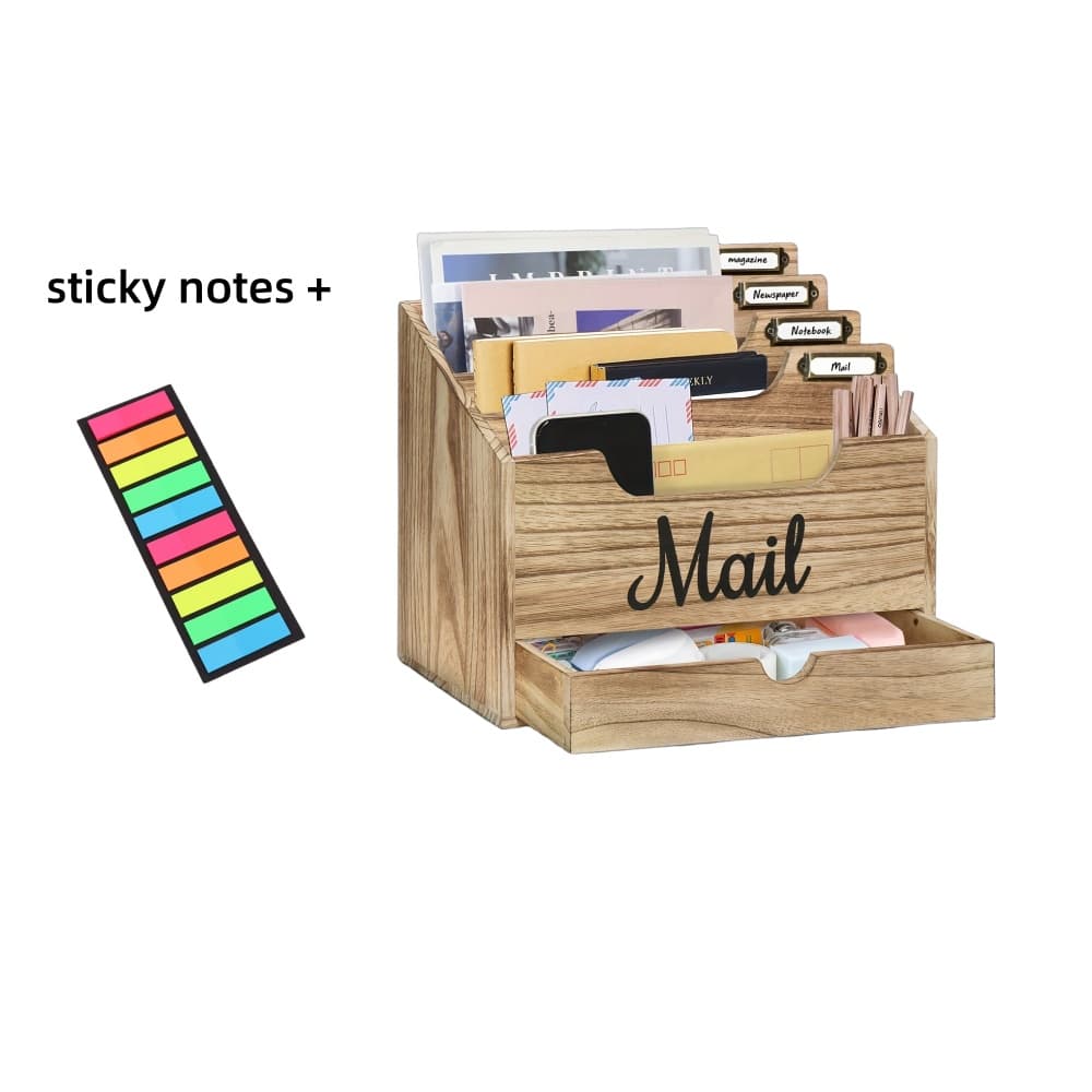 TEMU Large Capacity Wooden Desktop Storage Box, Office File Organizer With Multiple Dividers, Label Slots And Drawers. The Gift For Easter And , Ideal Present For Office And School Occasions.