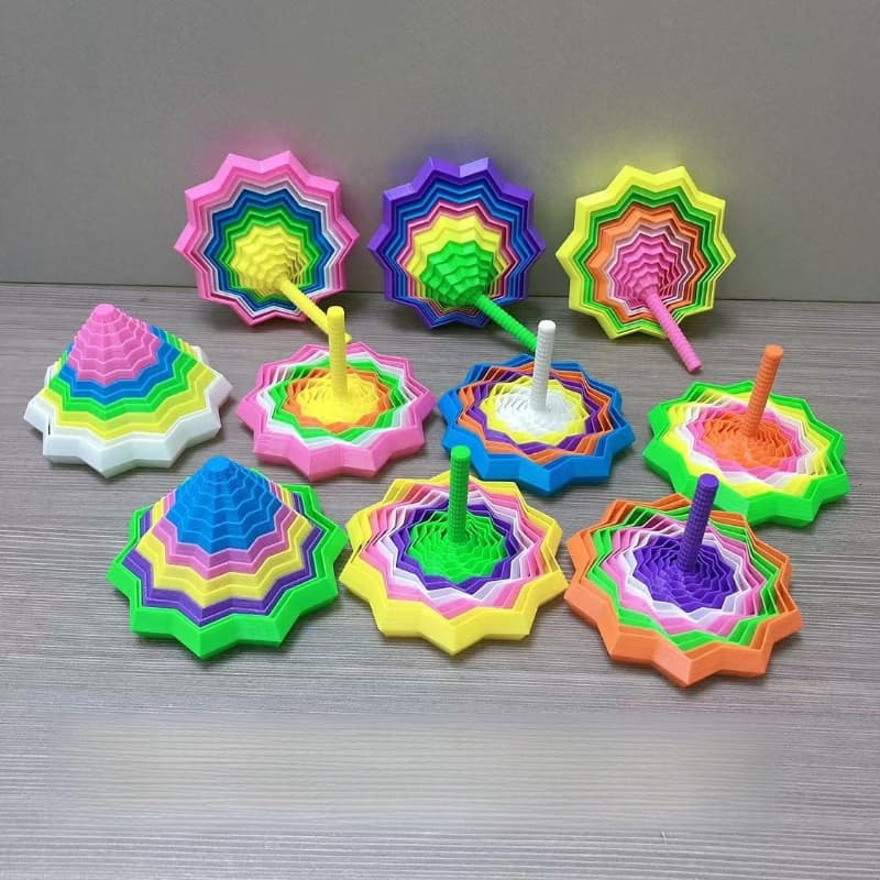 TEMU Popular 3d Trending Octagonal Handle Gradient Creative Magical Geometric Desktop Spiral Stress-relief Gadget