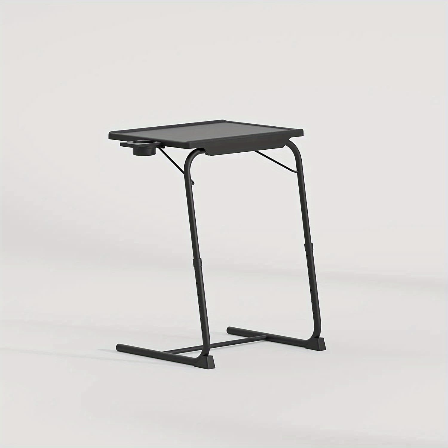 TEMU Adjustable Tv Tray Table- Bed Sofa Dining Tray, Comfortable Folding Table, Portable And Simple, 6 Height Levels And 3 Tilt (black)