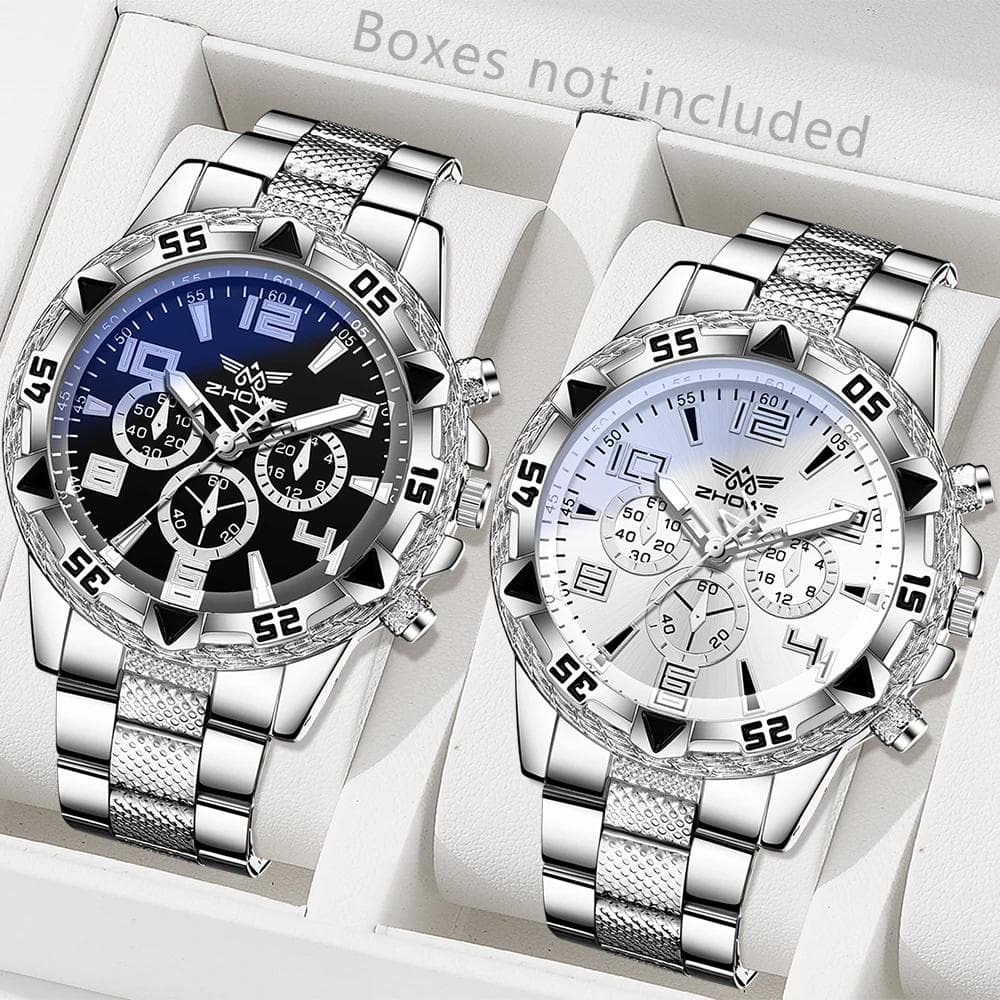 TEMU 2pcs Silvery Men's Watch Set Fashion Trend Business Quartz Watch Set