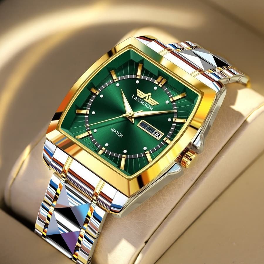 TEMU [men' Steel Watch] ' Steel Bucket Shaped Watch, Date And Calendar, High End Square Dial Design, Men's Business Watch, Men's Watch, Christmas, Halloween Gift, Without Battery