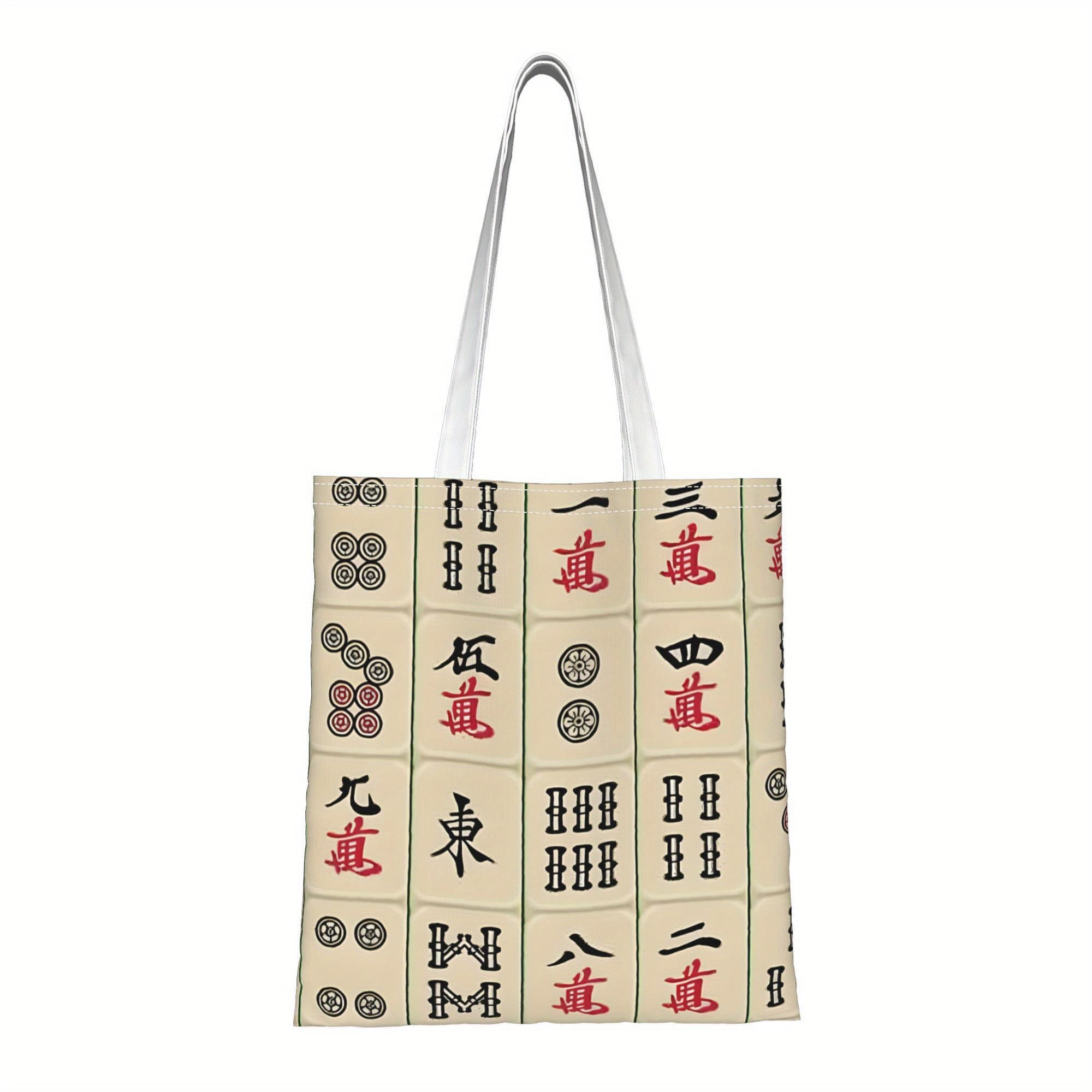 TEMU Adorable Mahjong Tote Bag 1 Bag With Handle For Shopping