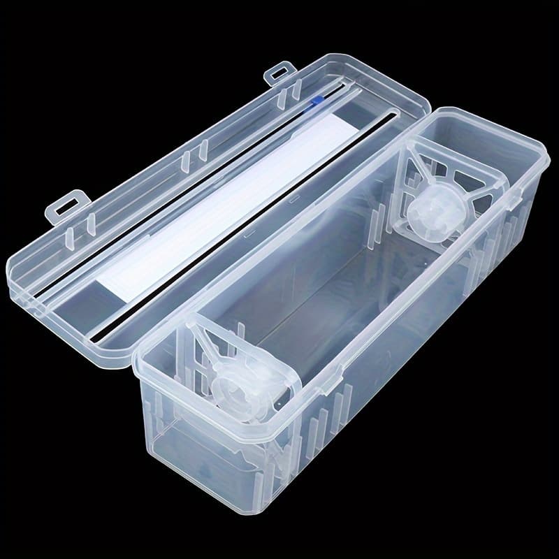 TEMU Kitchen Plastic With Built-in Cutter - Reusable Plastic Film Organizing Box, No Batteries Needed, Suitable For Home And Office Use