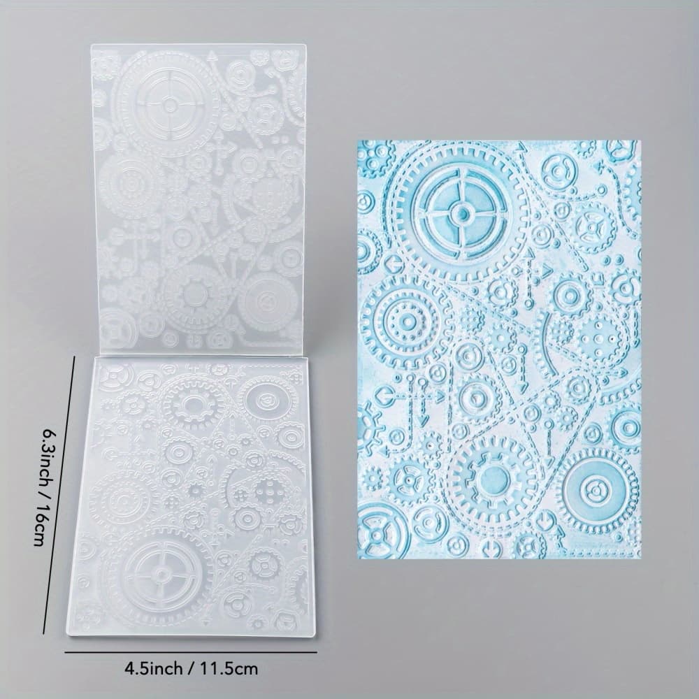 TEMU 3d Embossing Folder Texture Mechanical Parts Pattern Background Diy Scrapbooking Craft Supplies For Embossing, Template Molds, Decorative Crafts Project Making