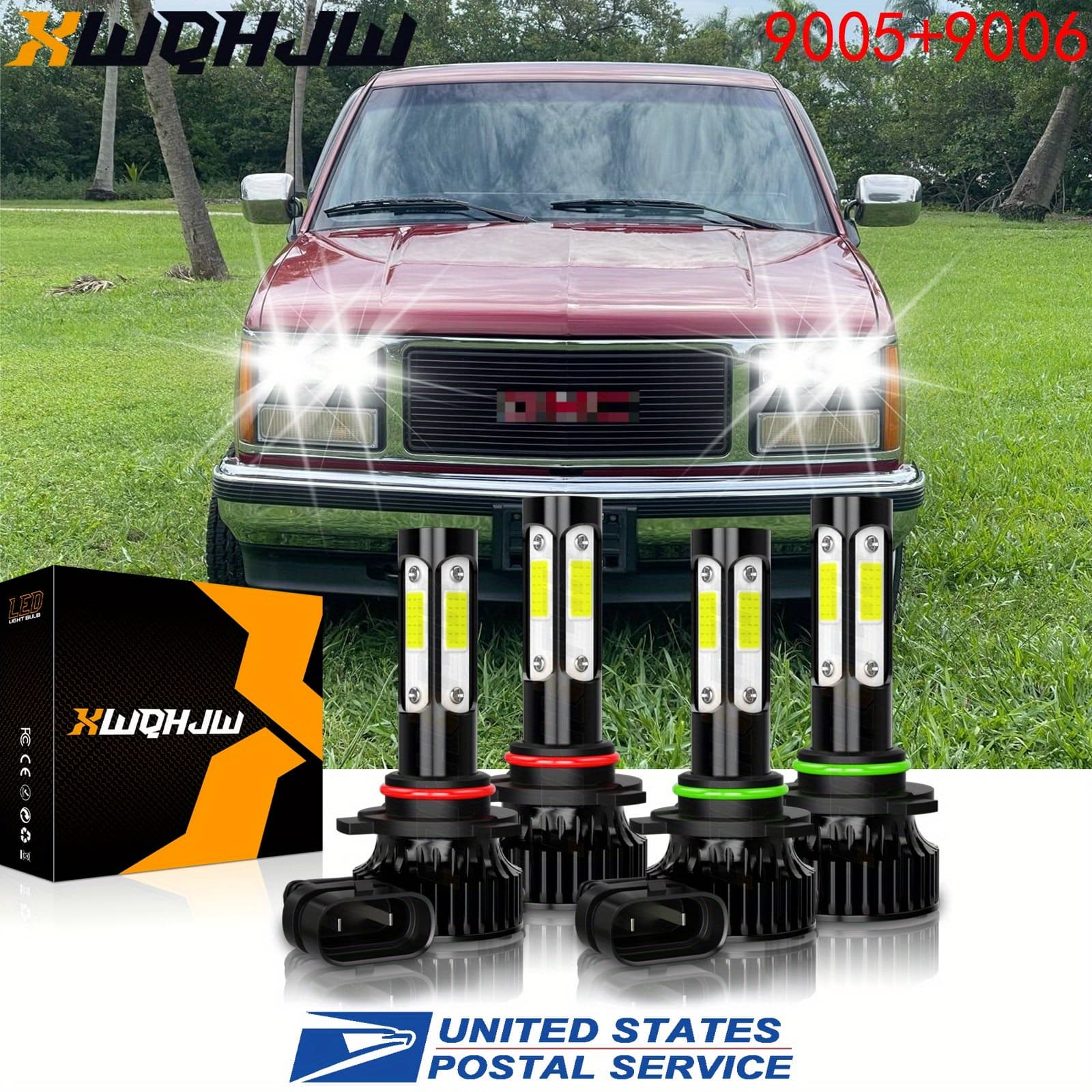 TEMU For C1500 K1500 Sierra Sle (year:1990 - 1999) Led Headlight Beam Bulbs Combo Kit 9005/ Hb3+9006/ Hb4, 6000k Cool White, Plug And Play, Pack Of 4