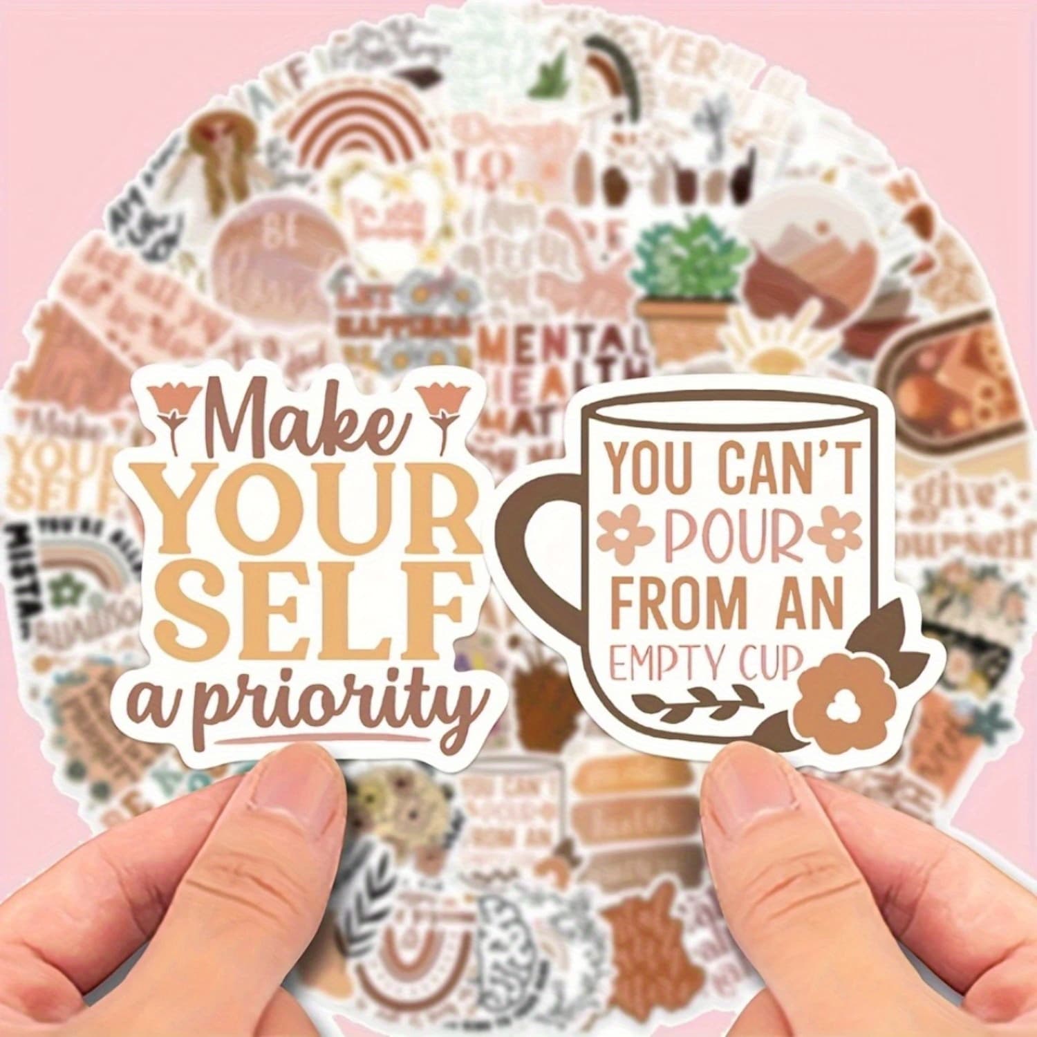 TEMU 100pcs Of Bohemian-style Mental Health Graffiti Stickers For Decorating Guitars, Notebooks, And Suitcases. Stickers Are Perfect For Your Items