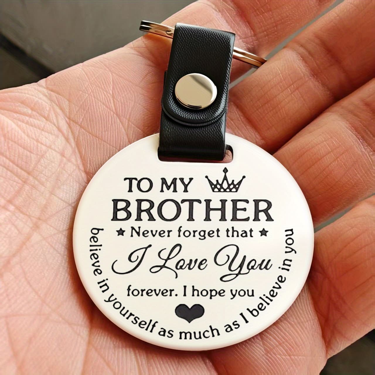 TEMU Stainless Steel Round Keychain, Gift From Sister Brother, Christmas Birthday Graduation Gift Key Ring, Best For Christmas