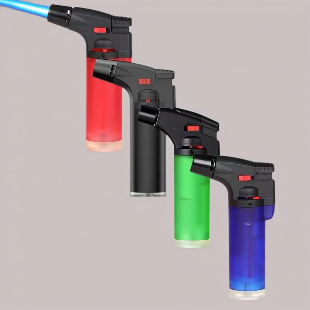 TEMU Butane With Large Flame, Adjustable And Portable Butane Torch. Suitable For Camping, Barbecuing, Cooking, Welding, Bbq (fuel Not Included). Random Color, Without Battery