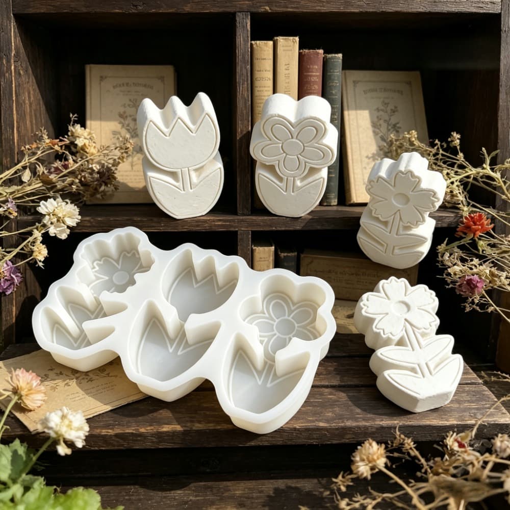 TEMU 3d Flower Ornament Silicone Mold For Candles, Plaster Ornaments And Epoxy Resin, Home Decoration Resin Molds