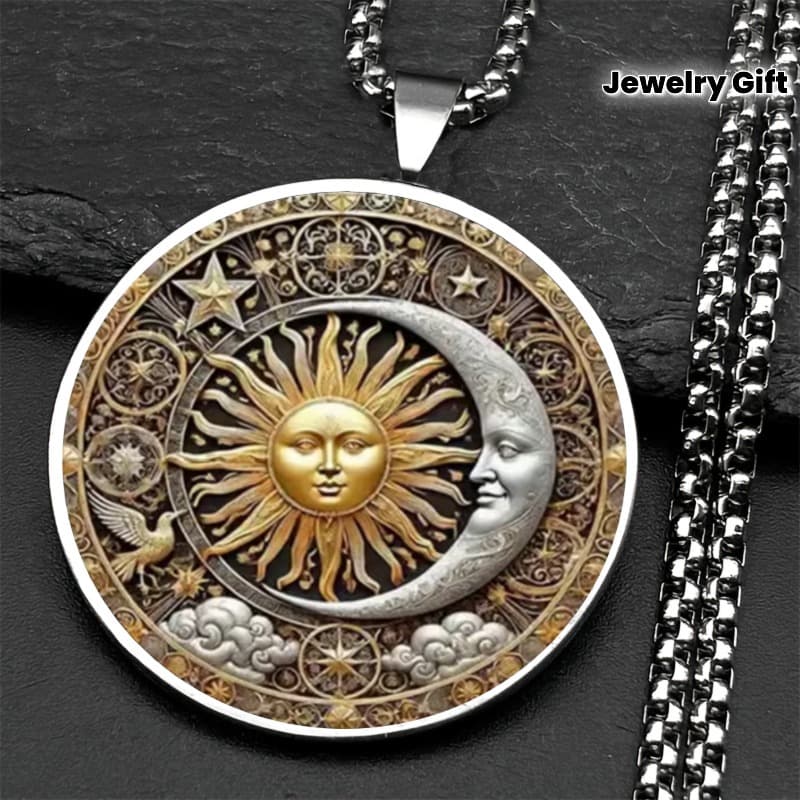 TEMU 2d Flat Design, Vintage Sun And 2d Flat Necklace - Alloy Starry Sky Bag With Roman , Perfect For Halloween, Christmas, Thanksgiving, Anniversary Gifts And Holiday Gifts