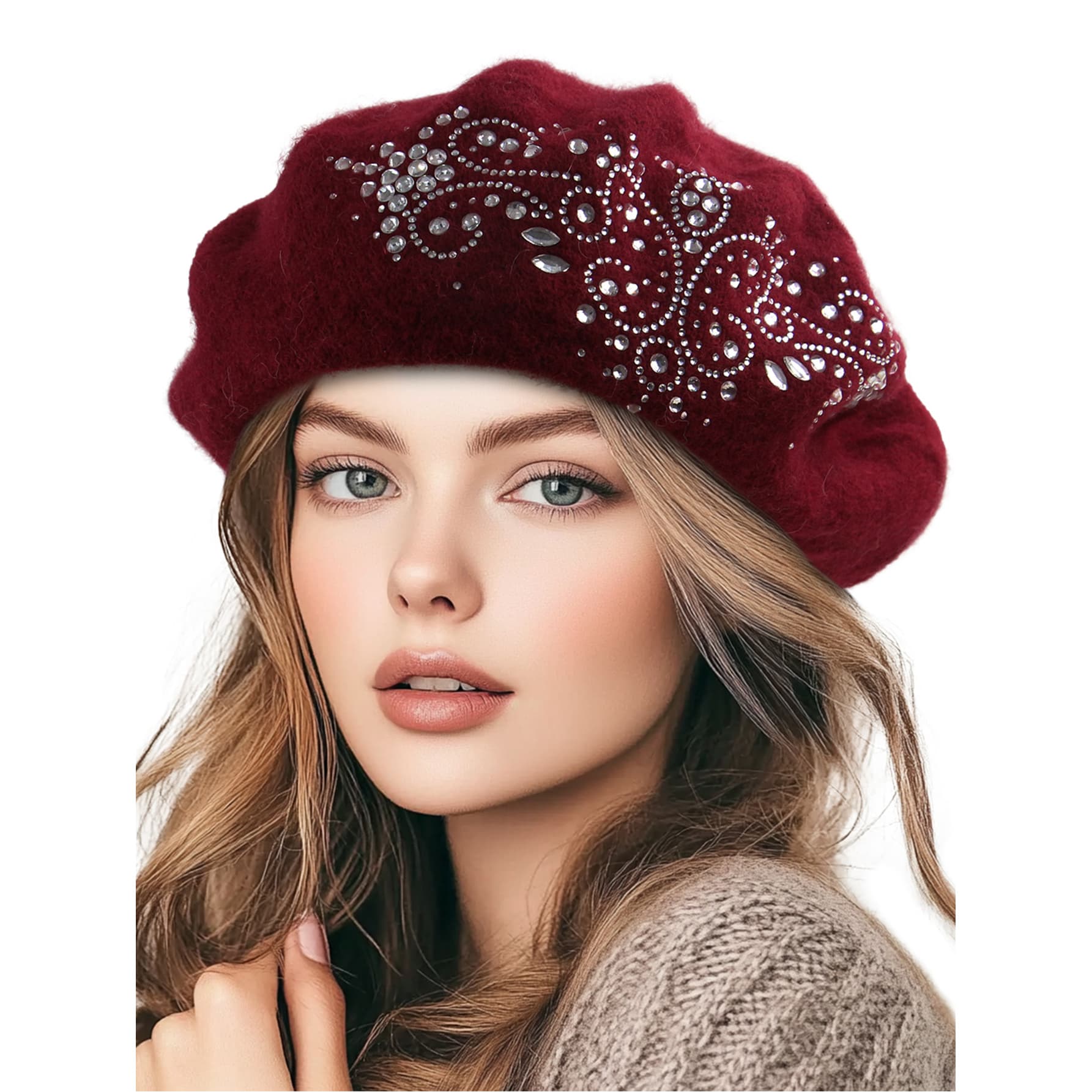 TEMU Luxury Rabbit Beret For Women In Autumn And Winter - Features Thick Ear Protection With A Retro Design, Suitable For Daily Commutes, Travel, And Party Attire