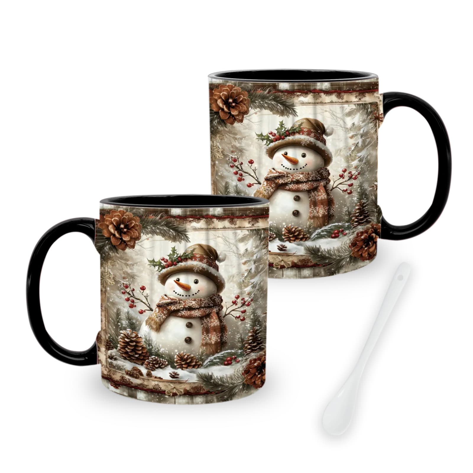 TEMU 1pc An 11 Oz Ceramic Mug Featuring A Vintage Snowman Design, Suitable For Home Decor Room Or Bedroom, Perfect For Halloween And Christmas, And A Great Gift For