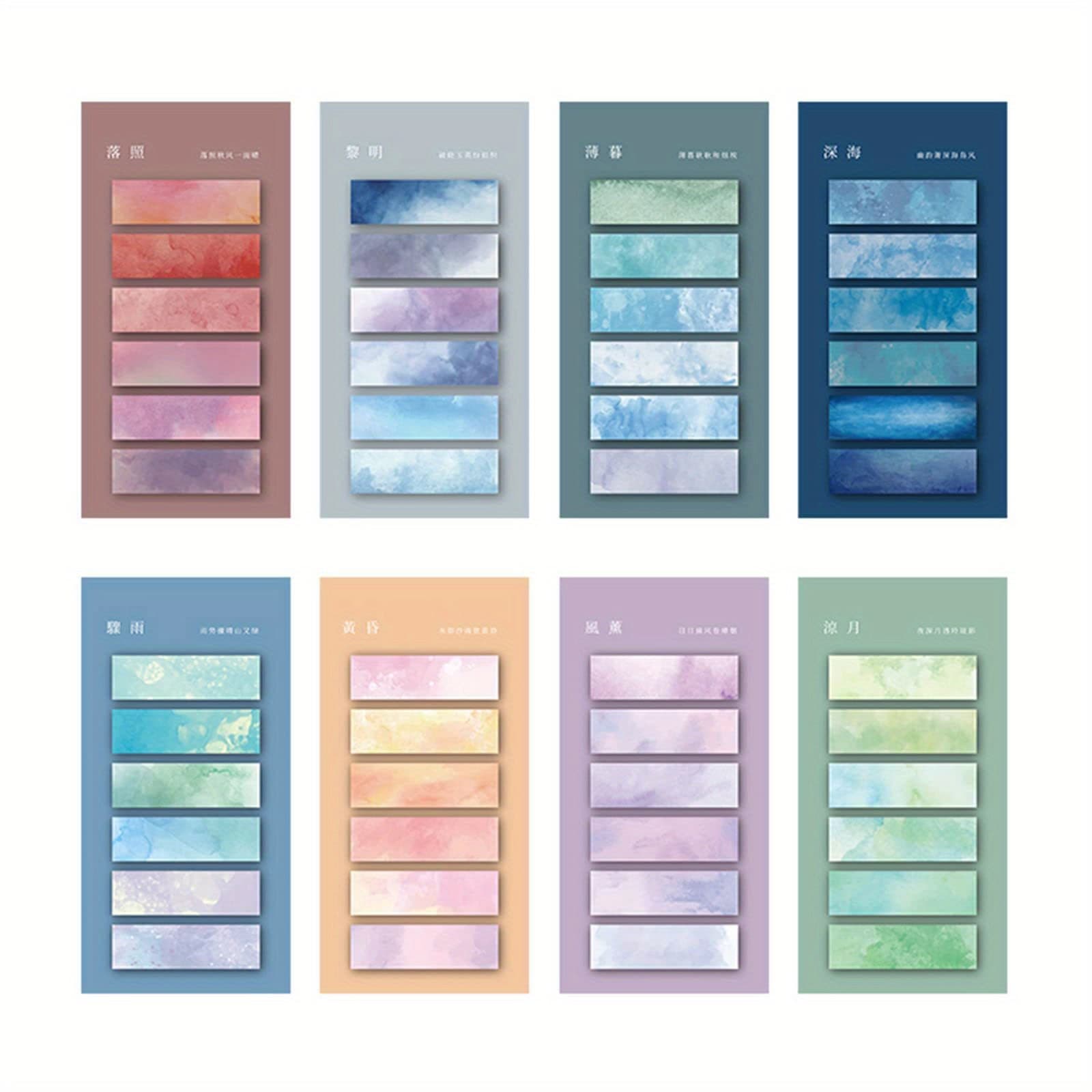 TEMU 960pcs (8 Pack) Aesthetic Gradient Color Index Tabs With Adhesive Sticky Notes, Suitable For Home Office Daily Labeling, Classification , Memo, Index, And Page Marking
