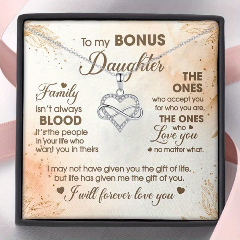 TEMU Boho Heart Pendant Necklace With Synthetic Cubic Synthetic Cubic Zirconiaia, & Copper White K Plated Gift For Bonus Daughter Carded Box Birthday Christmas Present