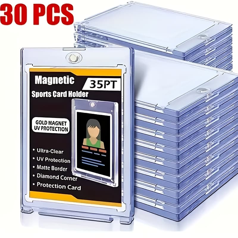 TEMU 5/30/60/90pcs Magnetic Card Holder | 45 Pt Magnetic Card Holder For Trading Cards, Magnetic Card Holder Cases Magnetic Card Case Clear Card Protectors For Thick Baseball Football Hockey Cards