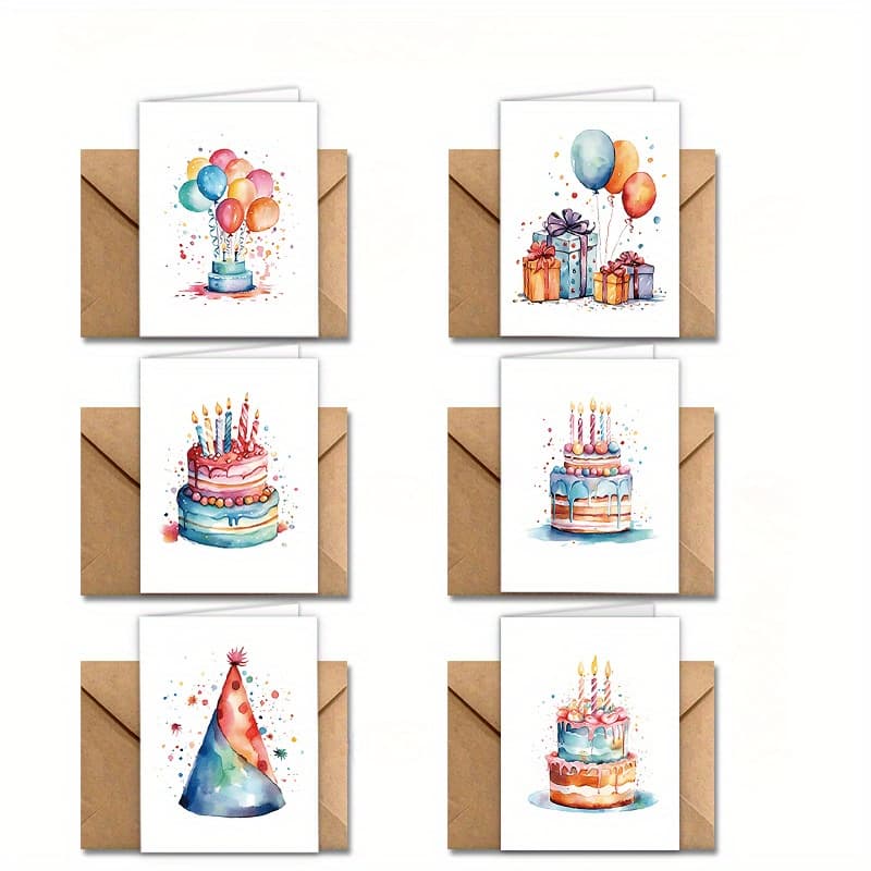 TEMU A Set Of 12 Colorful Birthday Cake Greeting Cards With Envelopes - The For Birthdays, Thank You Notes, And Special Occasions