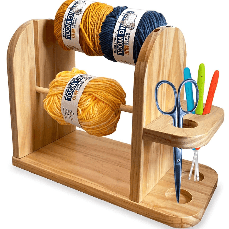 TEMU Yarn Holder For Crocheting Crochet Additions Crochet Yarn Holders Portable Yarn Holders Double Rotating Yarn Ball Holders For Crochet Handmade Wooden Yarn Dispensers Crochet Gifts, Yarn Storage