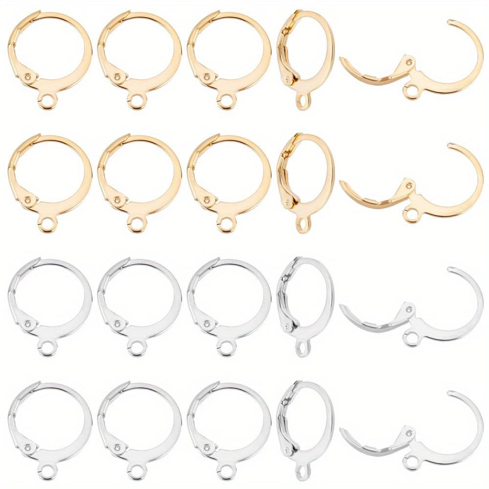 TEMU A Set Containing 100 Stainless Steel Ear Hook Earrings (50 Pairs) In Golden, Silvery, And Stainless Steel, Along With Pendant Earrings For Crafting Jewelry