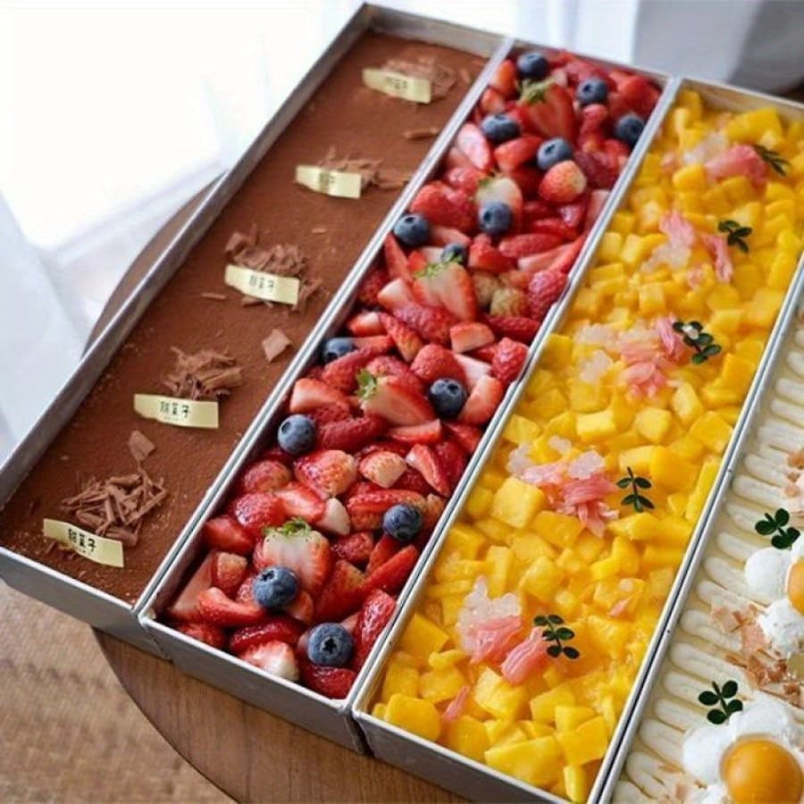 TEMU 3pcs/ 1pc, Detachable Side Cover Rectangular Cake Mold, Oven Cake Tray, Tiramisu Cheese Chiffon Cake, Aluminum Cake Tray, Reusable, Easy To Clean