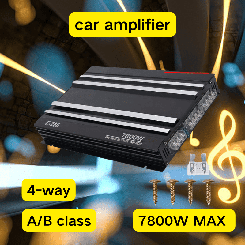TEMU Keluneglo Car Stereo Amp Car Amplifier | 7800w 4 Channels A/ | Aluminum Alloy Pure Power Amp For 12v Truck Boat Utv Motorcycle.